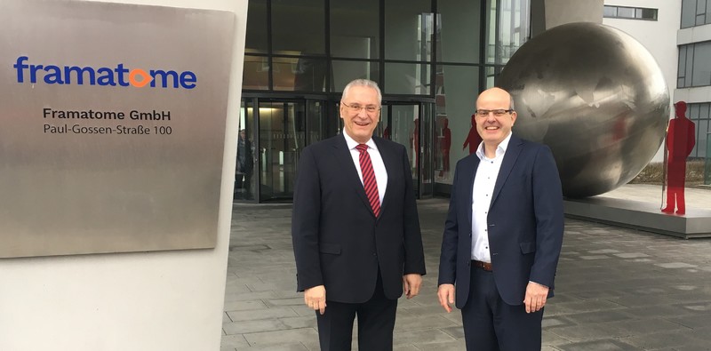 Freitag, 24. Januar 2020; Innenminister Joachim Herrmann hier mit dem Gesch�ftsf�hrer Carsten Haferkamp beim j�hrlichen Besuch bei Framatome in Erlangen.
Foto: Framatome