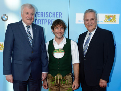 Verleihung des Sportpreises des Bayerischen Ministerpr�sidenten im Juli 2014 an den Sportkletterer und Bergwachtler Stefan Bauhofer, der als erster beim Opfer in der Riesendingh�hle in Berchtesgaden war.