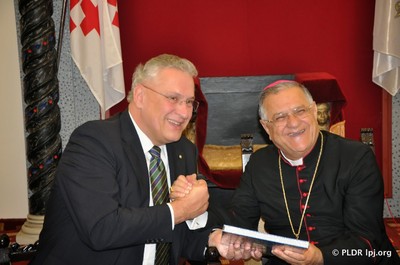 Besuch beim Lateinischen Patriarchen von Jerusalem (dem katholischen Erzbischof f�r Israel, Pal�stina und Jordanien) Fouad Twal im November 2014.
