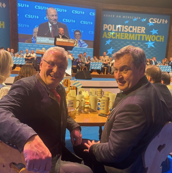 Mittwoch, 14. Februar 2024; Super Stimmung beim politischen Aschermittwoch in Passau mit starker Rede von Markus S�der. Eine klare Absage an die Berliner Ampel einerseits und an die AfD andererseits.