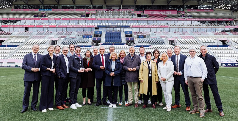 Mittwoch, 17. April 2024; Intensiver Austausch mit dem Deutschen Olympischen Sportbund (DOSB) &uuml;ber die kommenden Olympischen Spiele und Paralympics: Die Sportministerinnen und -minister, Sportsenatorinnen und -senatoren besuchen das Deutsche Haus im Stade Jean-Bouin in Paris, Heimst&auml;tte der deutschen Sportlerinnen und Sportler bei den Olympischen Spielen in diesem Sommer.
Copyright: Sebastian Bauer